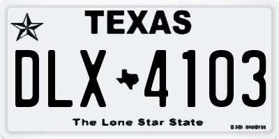 TX license plate DLX4103