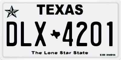 TX license plate DLX4201