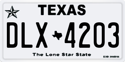 TX license plate DLX4203