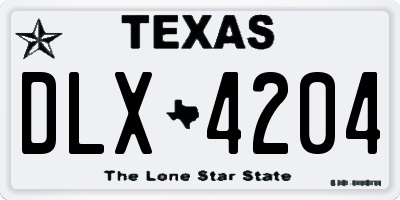 TX license plate DLX4204