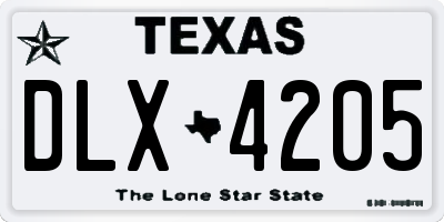 TX license plate DLX4205