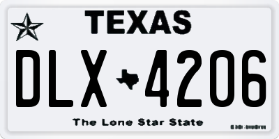 TX license plate DLX4206