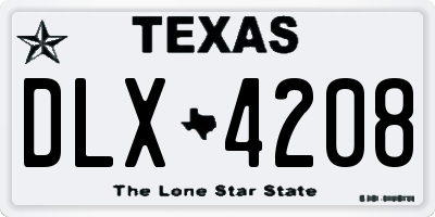 TX license plate DLX4208