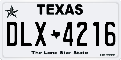 TX license plate DLX4216