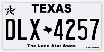 TX license plate DLX4257