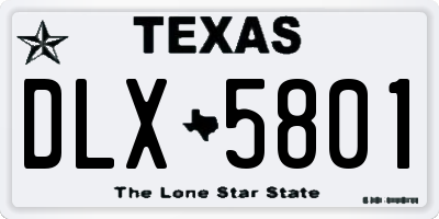 TX license plate DLX5801