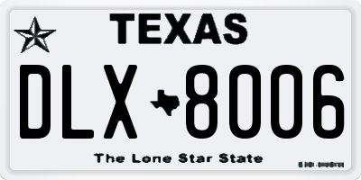 TX license plate DLX8006