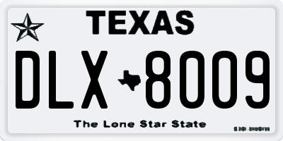 TX license plate DLX8009