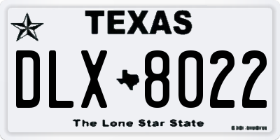 TX license plate DLX8022