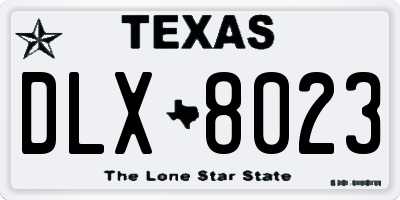 TX license plate DLX8023