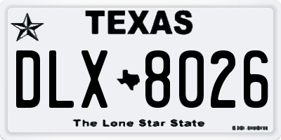 TX license plate DLX8026