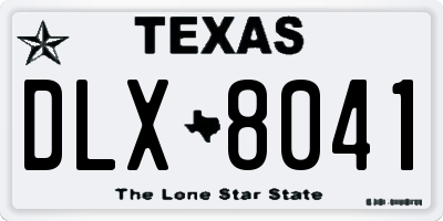 TX license plate DLX8041