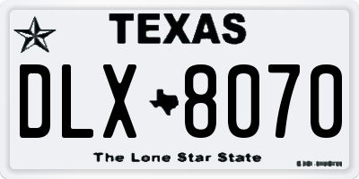 TX license plate DLX8070