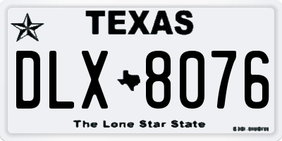 TX license plate DLX8076