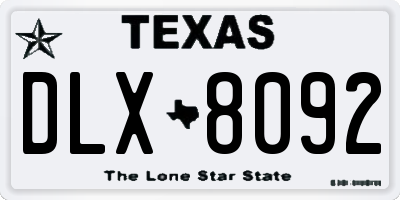 TX license plate DLX8092