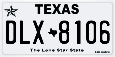 TX license plate DLX8106