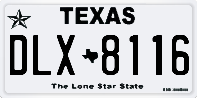 TX license plate DLX8116