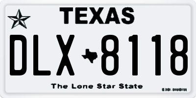 TX license plate DLX8118