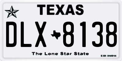 TX license plate DLX8138