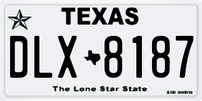 TX license plate DLX8187