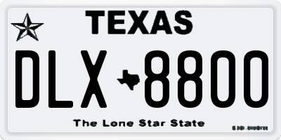 TX license plate DLX8800
