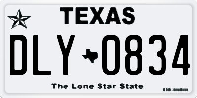 TX license plate DLY0834