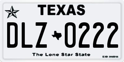 TX license plate DLZ0222