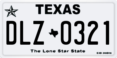 TX license plate DLZ0321