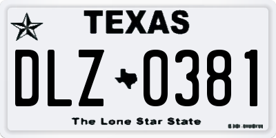 TX license plate DLZ0381