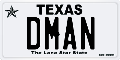 TX license plate DMAN