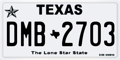 TX license plate DMB2703