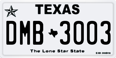 TX license plate DMB3003