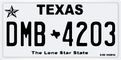 TX license plate DMB4203
