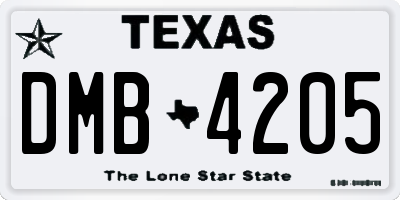 TX license plate DMB4205