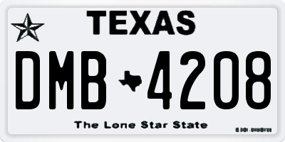 TX license plate DMB4208