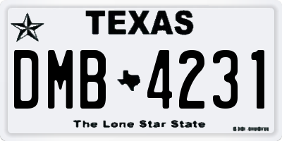TX license plate DMB4231