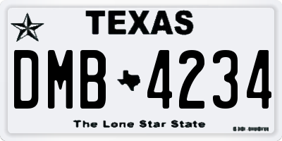 TX license plate DMB4234