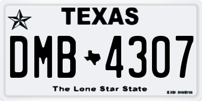 TX license plate DMB4307