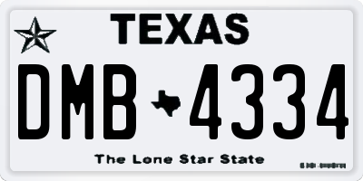 TX license plate DMB4334