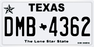 TX license plate DMB4362