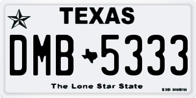 TX license plate DMB5333