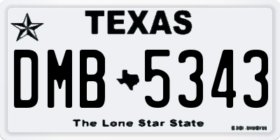 TX license plate DMB5343
