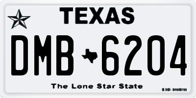 TX license plate DMB6204