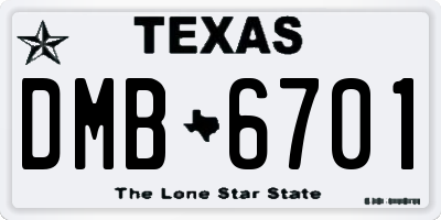 TX license plate DMB6701