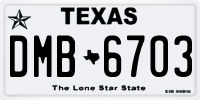 TX license plate DMB6703