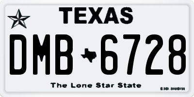 TX license plate DMB6728