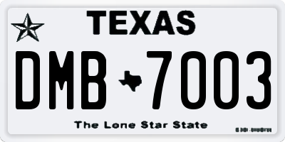 TX license plate DMB7003