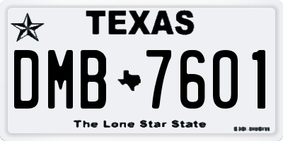 TX license plate DMB7601