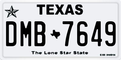 TX license plate DMB7649