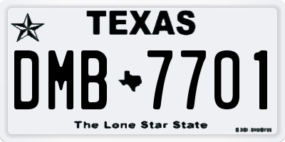 TX license plate DMB7701